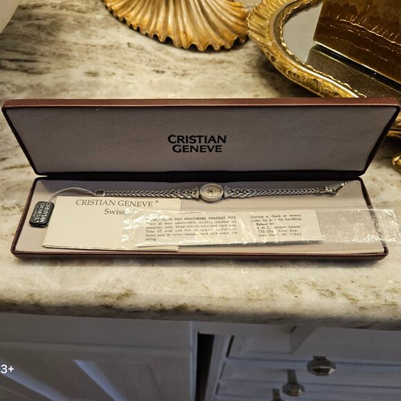 RARE CLASSIC CRISTIAN GENEVE DIAMOND 14K WHITE GOLD ROPE QUARTZ MOVEMENT WATCH - Picture 16 of 16